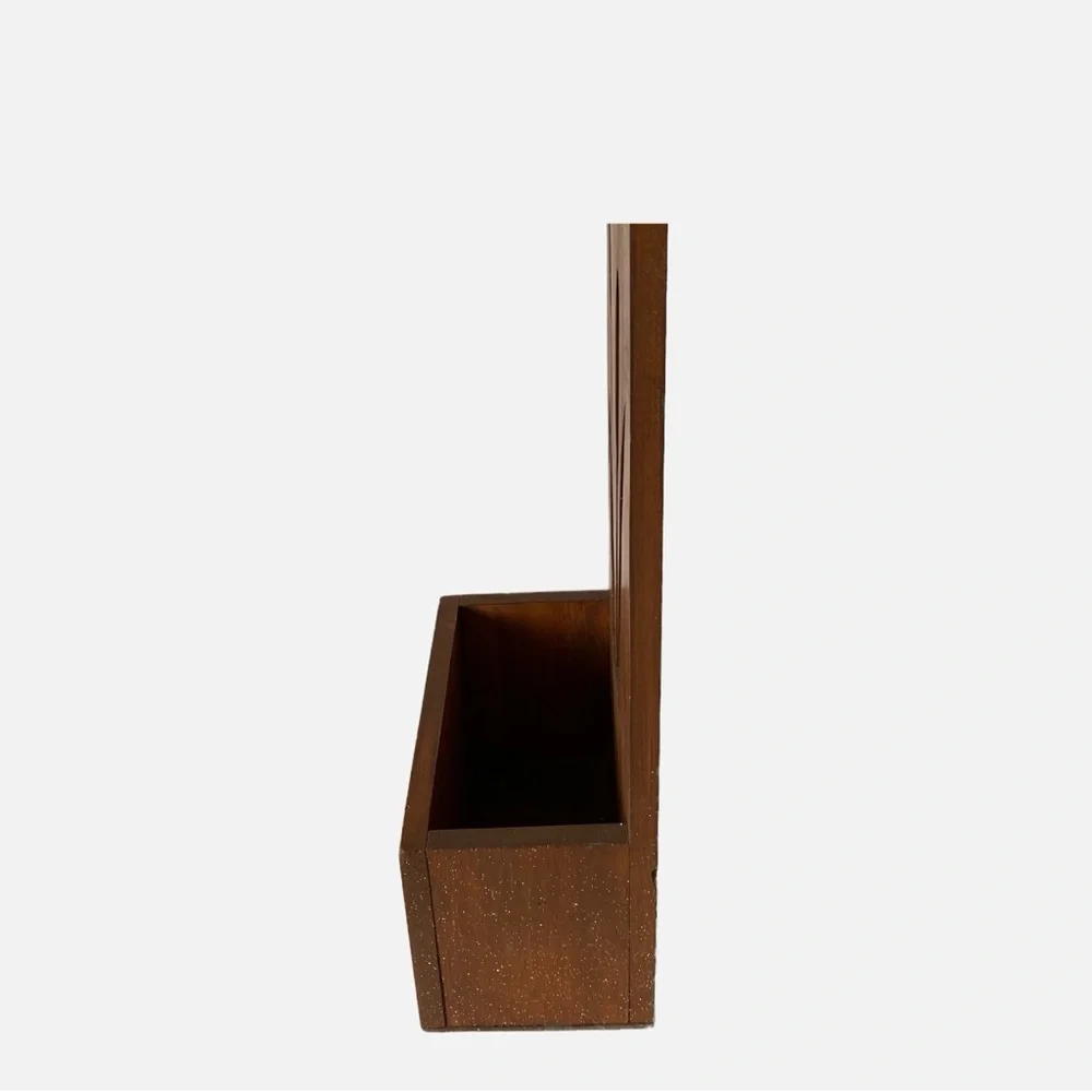 Vintage Wood Cattail Wall Flower Box Organizer Holder Container